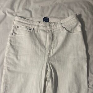 J. Crew Factory mid rise flare crop white jeans